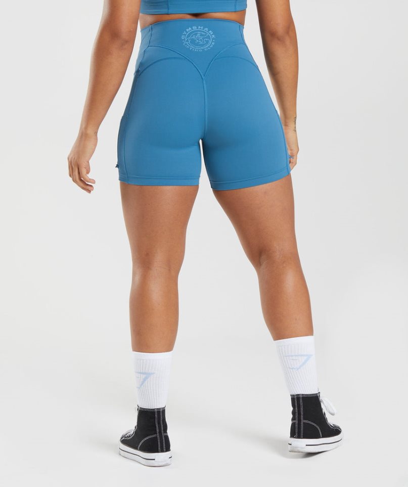 Women's Gymshark Legacy Ruched Tight Shorts Blue | NZ 2UNBYP